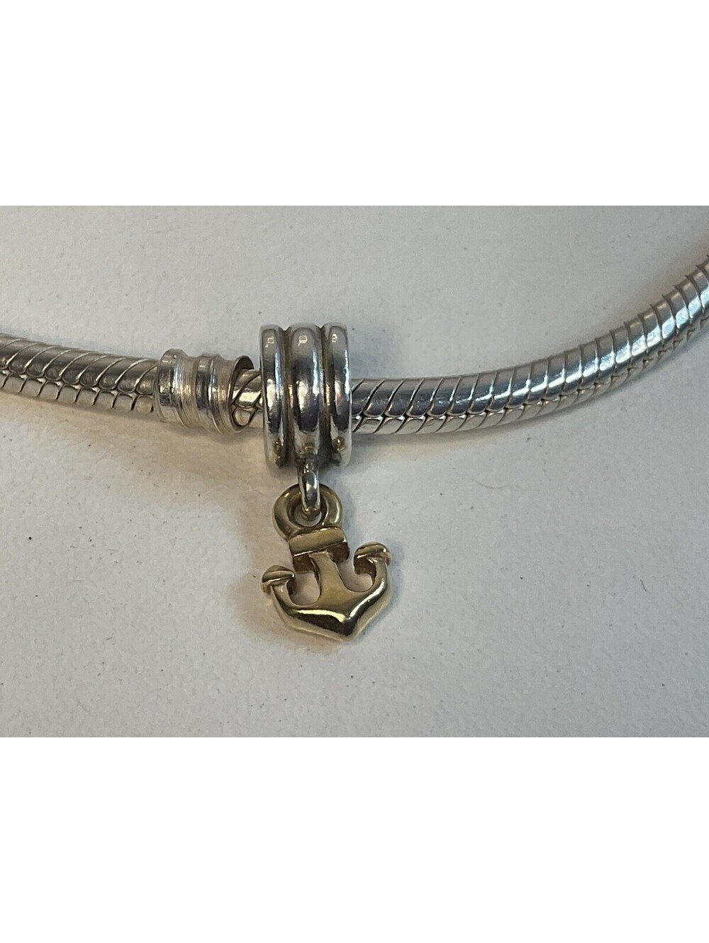 Pandora Two Tone Anchor Charm 14 K Gold